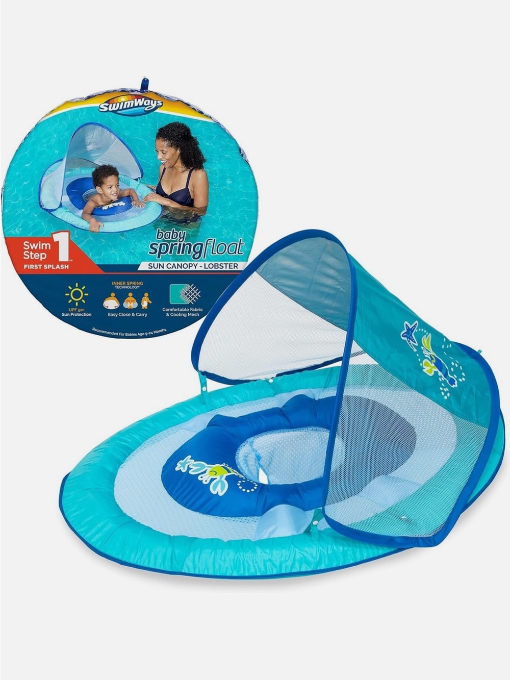Baby SwimWays Pool Lounger Float with Sun Canopy - Blue